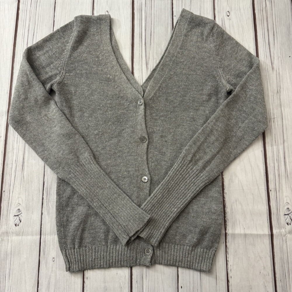 Max & Co Alpaca Wool Blend Cardigan Gray V Neck Button Italy Womens Small Soft